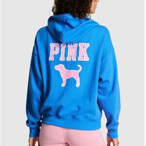 PINK Victoria's Secret Full-Zip Hoodie Limited Edition Blue Charge M